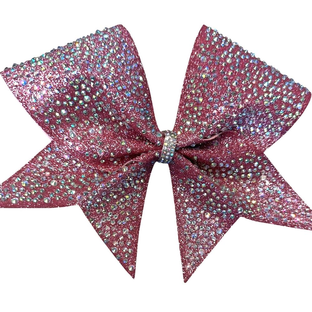 The Cheer Bow Lady Pink 8 inch Stiff Cheer Bow With Rhinestones